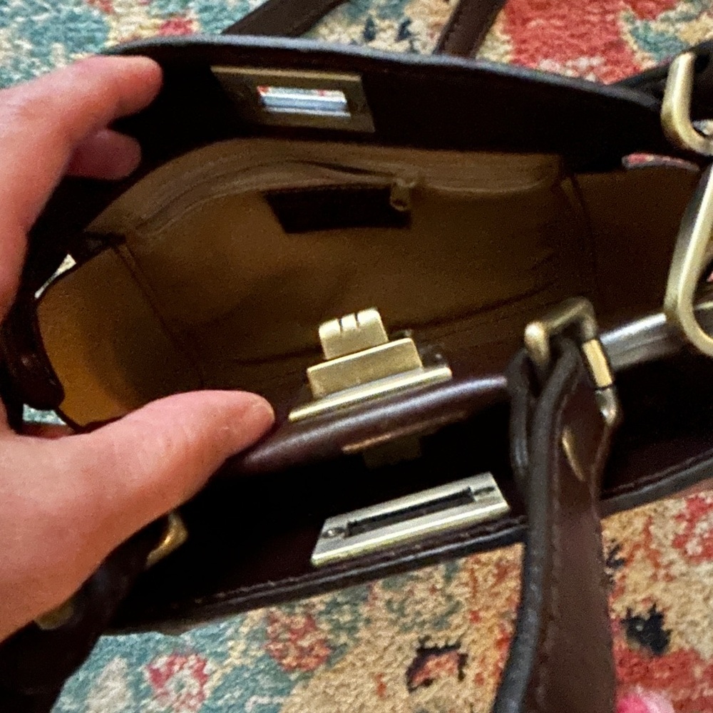 Vera Pelle Chocolate Brown Leather Satchel with Gold Hardware - Picture 6 of 12